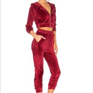 Danielle Guizio cropped hoodie velour set